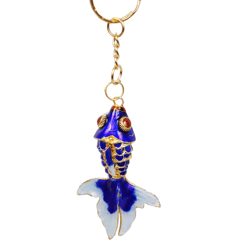 Goldfisch, Golden Fish, Cloisonne Emaille, 4454 - blau/gold 6cm